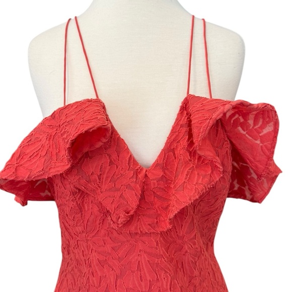 C/MEO Collective More to Give Melon Red Spaghetti Strap Lace Ruffle Mini Size L - Picture 8 of 14